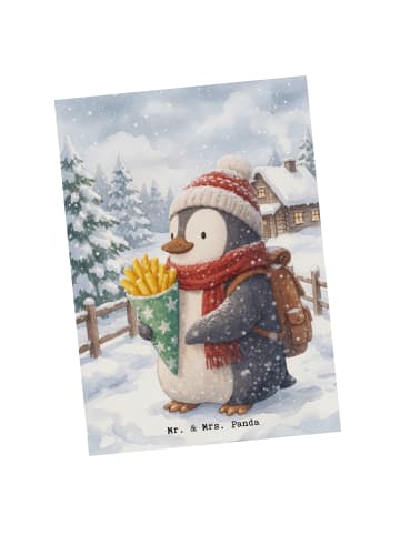 Mr. & Mrs. Panda Grußkarte Pinguin Winter Pommes Design ohne Spruch in Weiß