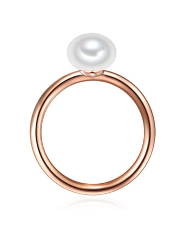 Valero Pearls Ring Sterling Silber roségold Süßwasser-Zuchtperle weiß in roségold