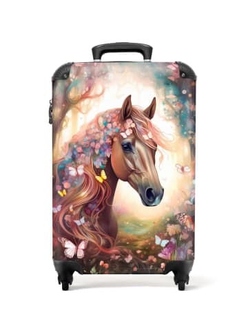 NoBoringSuitCases Suitcase, Handgepäck, Koffer, Trolley, Reisekoffer Pferd mit Blumen und