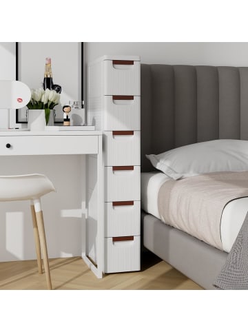 COSTWAY Nischenschrank schmal mit Rollen 42 x 19 x 109 cm in Weiß