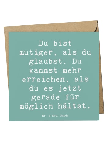 Mr. & Mrs. Panda Faltkarte Spruch Mut und Tapferkeit mit Spruch in Meeresbrise