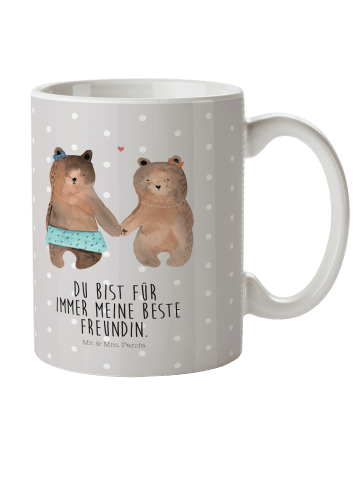 Mr. & Mrs. Panda Kindertasse Bär Freundin mit Spruch in Grau Pastell