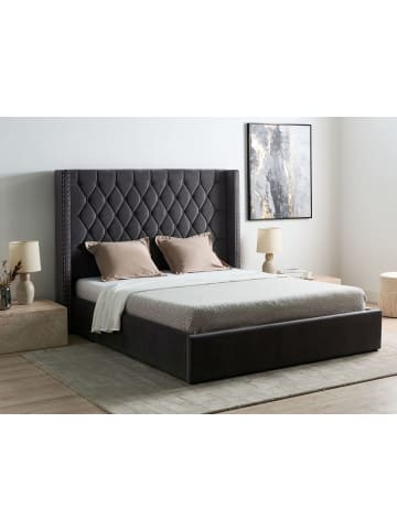 Beliani 2-tlg Doppelbett LUBBON in Grau/Silber