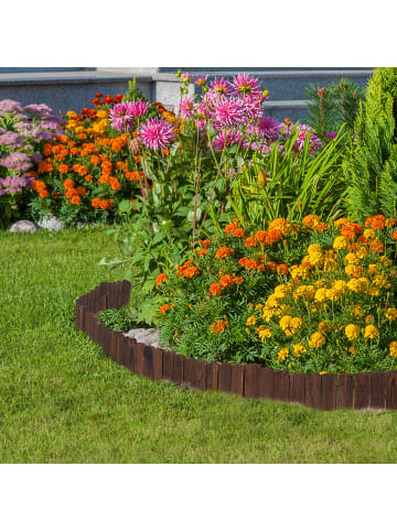 relaxdays Beeteinfassung in Dunkelbraun - (B)200 x (H)10 cm