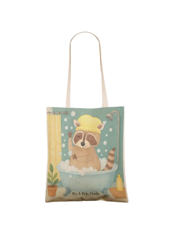 Mr. & Mrs. Panda Tragetasche Waschbär Design ohne Spruch in Weiß