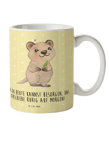 Mr. & Mrs. Panda Kindertasse Quokka Happy mit Spruch in Gelb Pastell