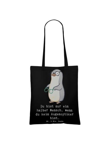 Mr. & Mrs. Panda Beutel Augenoptiker Herz mit Spruch in Schwarz