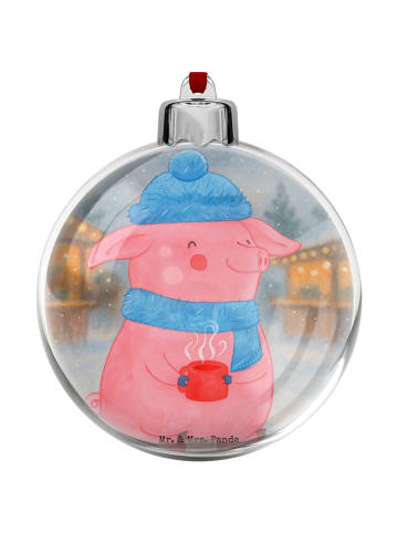 Mr. & Mrs. Panda Weihnachtskugel Kunststoff Schwein Glühwein Des... in Weiß