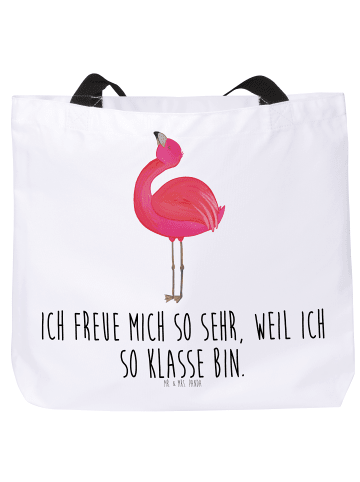 Mr. & Mrs. Panda Reisetasche Flamingo Stolz mit Spruch in Weiß