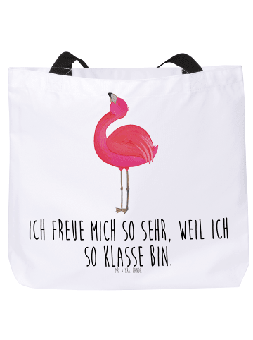 Mr. & Mrs. Panda Shopper Flamingo Stolz mit Spruch in Weiß