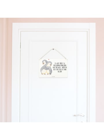 Mr. & Mrs. Panda Schild Pinguine Kuscheln mit Spruch in Weiß