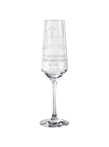 Mr. & Mrs. Panda Trinkglas Lama Springen mit Spruch in Transparent