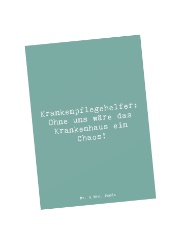 Mr. & Mrs. Panda Postkarte Spruch Krankenpflegehelfer Chaos mit ... in Meeresbrise