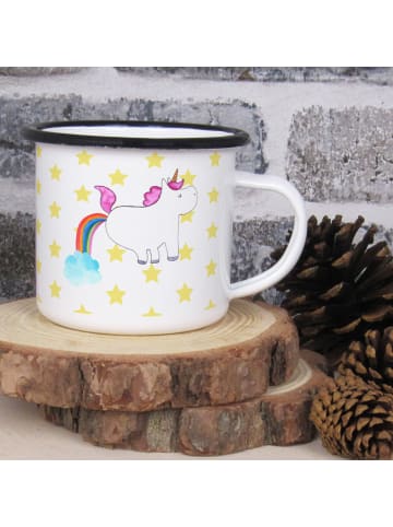 Mr. & Mrs. Panda Emaille Kaffeebecher Einhorn Pupsen ohne Spruch in Weiß