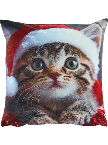 REDBEST Nicky-Velours Kissenhülle in rot-grau