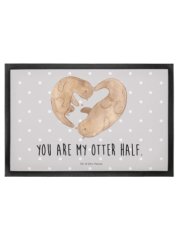 Mr. & Mrs. Panda Schmutzmatte Otter Herz mit Spruch in Grau Pastell
