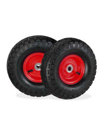 relaxdays 2 x Sackkarrenrad in Schwarz/ Rot - 4.10 3.50-4