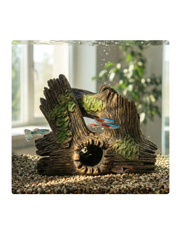 relaxdays Aquarium Deko "Baumstamm" in Braun - (B)20 x (H)17 x (T)10 cm