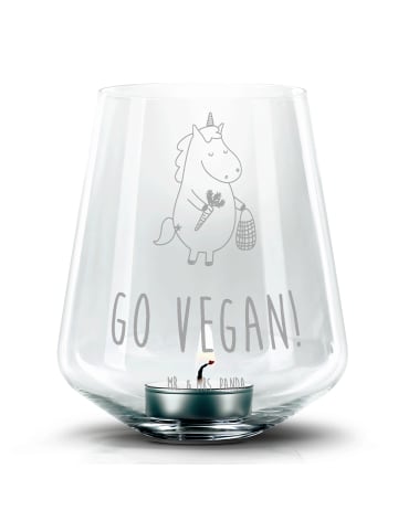 Mr. & Mrs. Panda Graviertes Windlicht Einhorn Vegan mit Spruch in Transparent