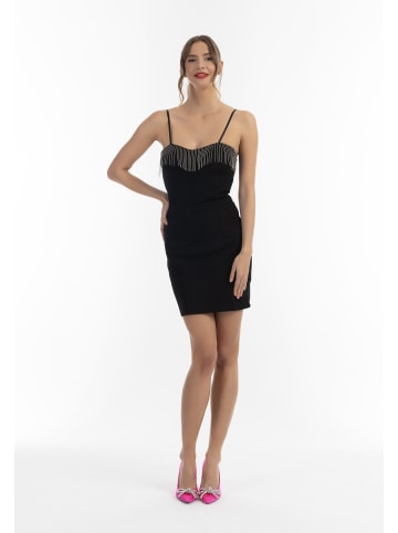 faina Damen Minikleid Mit Perlenketten in Schwarz