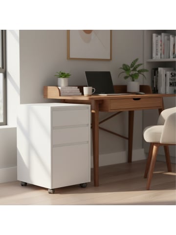 relaxdays Rollcontainer in Weiß - (B)40 x (H)70 x (T)40 cm