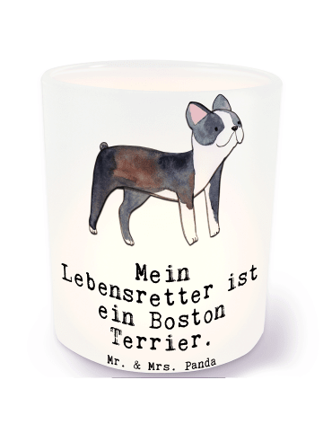 Mr. & Mrs. Panda Windlicht Glas Boston Terrier Lebensretter mit ... in Transparent
