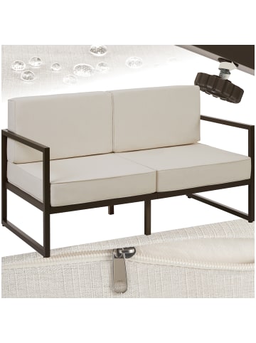 tectake Garten-Loungesofa mit Stahlgestell, 142 x 78 x 85 cm