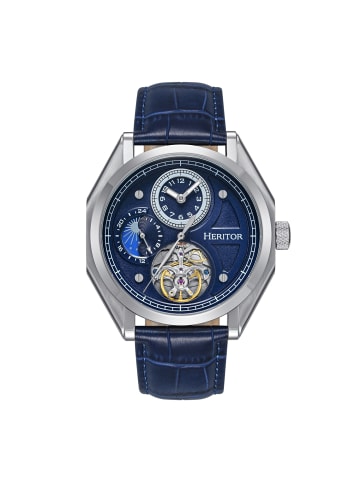 Heritor Antoni Lederarmbanduhr in Silver/Blue