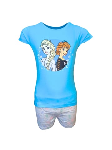 Disney Frozen Schlafanzug kurz Disney Frozen Elsa & Anna in Hellblau