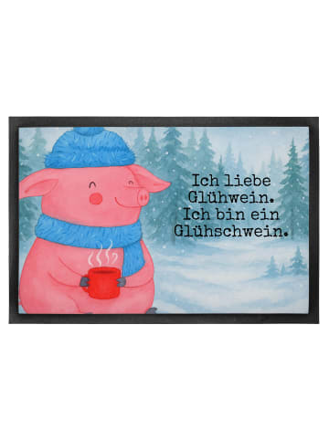Mr. & Mrs. Panda Schmutzfangmatte Schwein Glühwein Design mit Sp... in Weiß