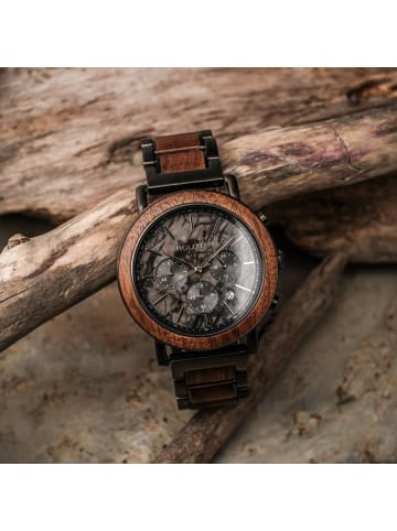 Holzkern Herrenuhr Quarz Chronograph Askja Walnuss/Marmor Anthrazit / Braun