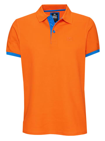 Rusty Neal Kontrast Polo Pique Shirt Regular Fit in Orange / Blau