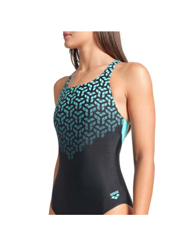 Arena Kikko Badeanzug V-Back in Schwarz-Türkis