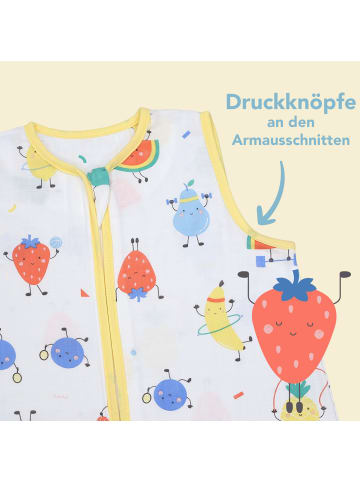 Schlummersack Musselin Babyschlafsack, 0.5 TOG in Weiß-Gelb
