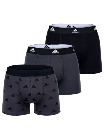 adidas Boxershort 3er Pack in Grau/Schwarz