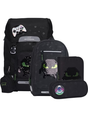 BECKMANN Classic Maxi Schulrucksack-Set 6-tlg. Pixel in schwarz