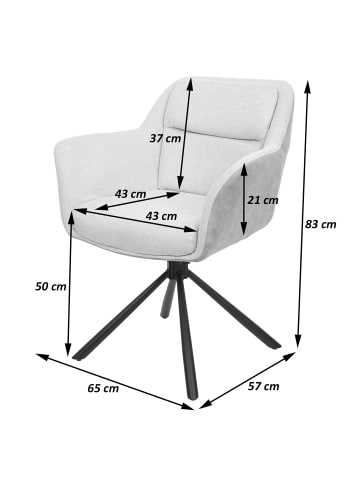 MCW 2er-Set Esszimmerstuhl K33 drehbar, Kunstleder grau-dunkelgrau