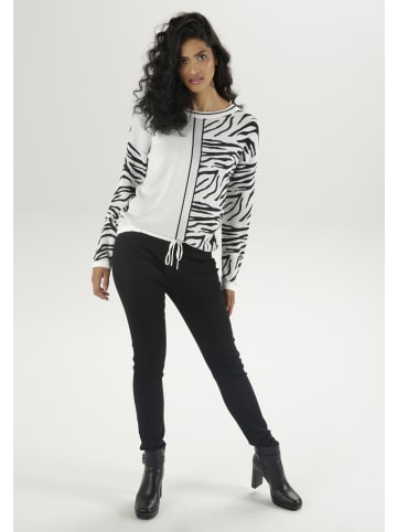Aniston SELECTED Strickpullover in Offwhite-schwarz