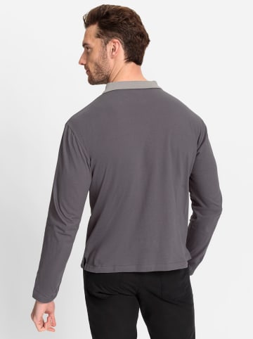 WITT WEIDEN Langarm-Poloshirt in steingrau-anthrazit