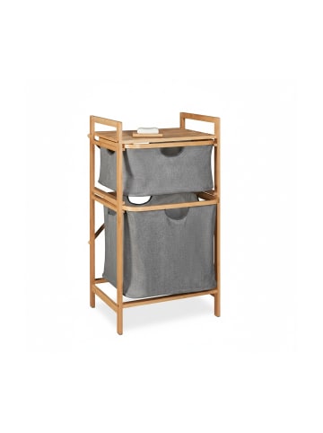 relaxdays Wäschekorbregal in Natur/ Grau - (B)44 x (H)84,5 x (T)33 cm