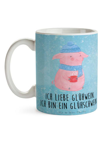 Mr. & Mrs. Panda Trinkbecher Schwein Glühwein mit Spruch in Eisblau