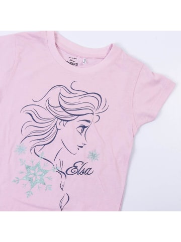 Disney Frozen 2tlg. Outfit T-Shirt & Shorts Disney Frozen Elsa in Rosa-Dunkelblau