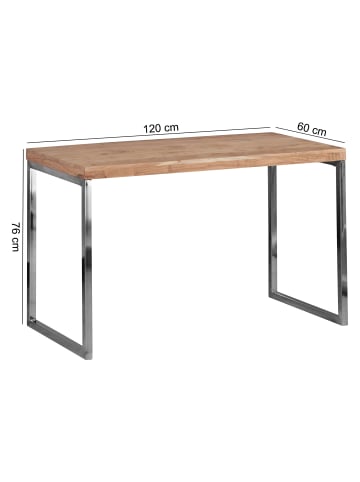 FineBuy Konsolentisch in Beige / Akazie / 60x120x76