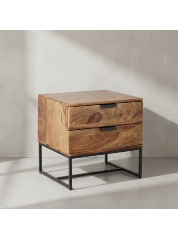 KADIMA DESIGN Nachttisch Massivholz / Metall 50x40x51 cm Nachtschrank