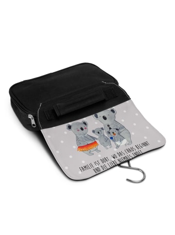 Mr. & Mrs. Panda Kulturtasche Koala Familie mit Spruch in Grau Pastell