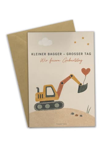 Mr. & Mrs. Panda Geburtstagskarte Bagger minimalistisch Design m... in Weiß
