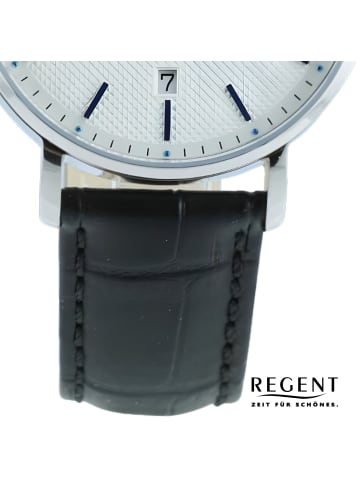 Regent Armbanduhr Regent Lederarmband schwarz extra groß (ca. 39mm)