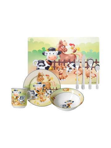 Ritzenhoff & Breker Kindergeschirr mit Platzset & Besteck Hoftiere in Bunt in bunt