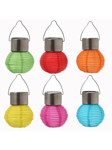 MARELIDA 6x LED Solar Mini Lampion Gartenlampion D: 7cm in bunt