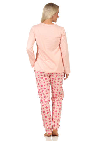 NORMANN Schlafanzug Pyjama langarm Sterne in rosa